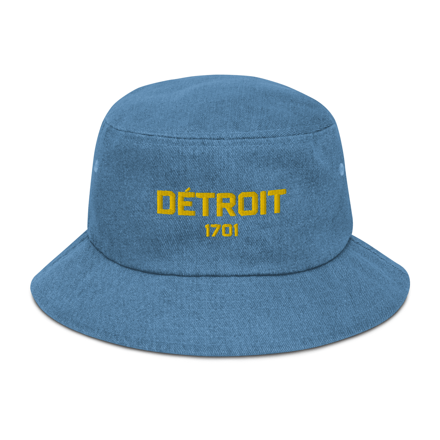 'Détroit 1701' Denim Bucket Hat | Gold Embroidery - Circumspice Michigan