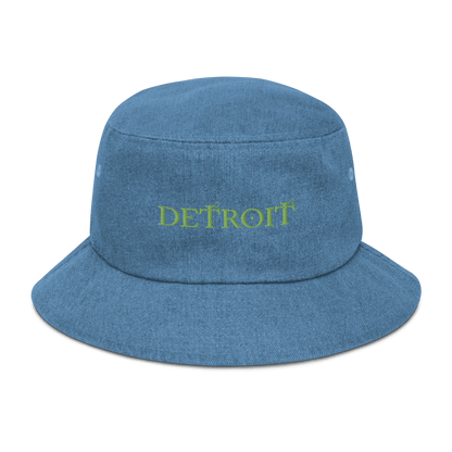 'Detroit' Denim Bucket Hat (Irish Font) - Circumspice Michigan