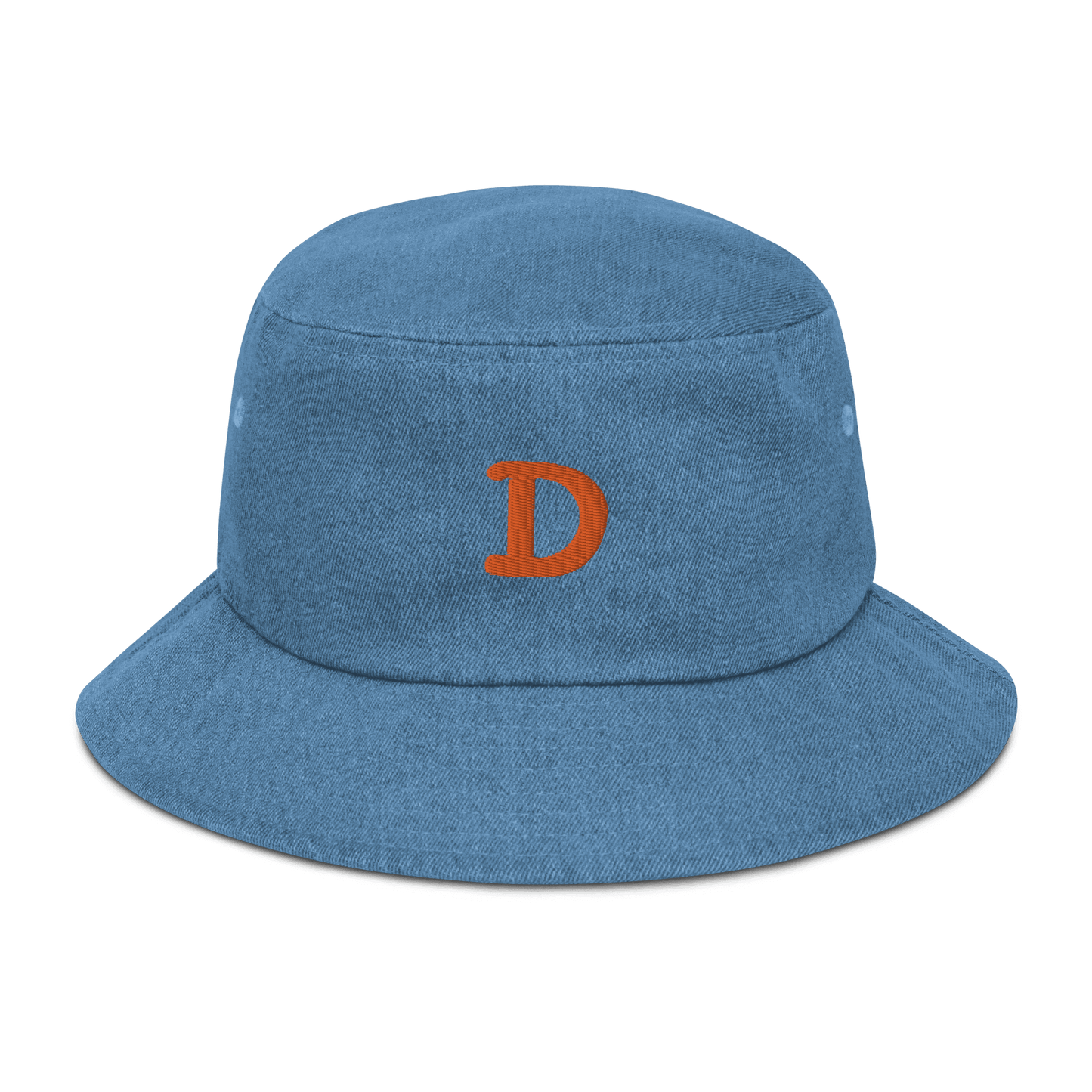 Detroit 'Old French D' Denim Bucket Hat | Orange Embroidery - Circumspice Michigan