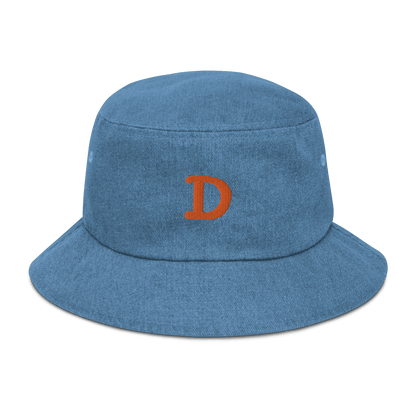 Detroit 'Old French D' Denim Bucket Hat | Orange Embroidery - Circumspice Michigan