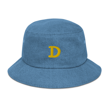 Detroit 'Old French D' Denim Bucket Hat | Yellow Embroidery - Circumspice Michigan