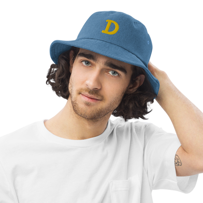 Detroit 'Old French D' Denim Bucket Hat | Gold Embroidery