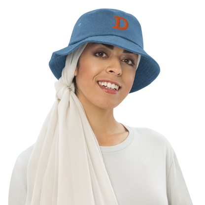 Detroit 'Old French D' Denim Bucket Hat | Orange Embroidery