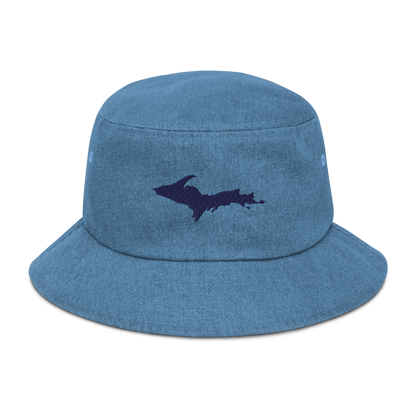 Michigan Upper Peninsula Denim Bucket Hat (w/ UP Outline)