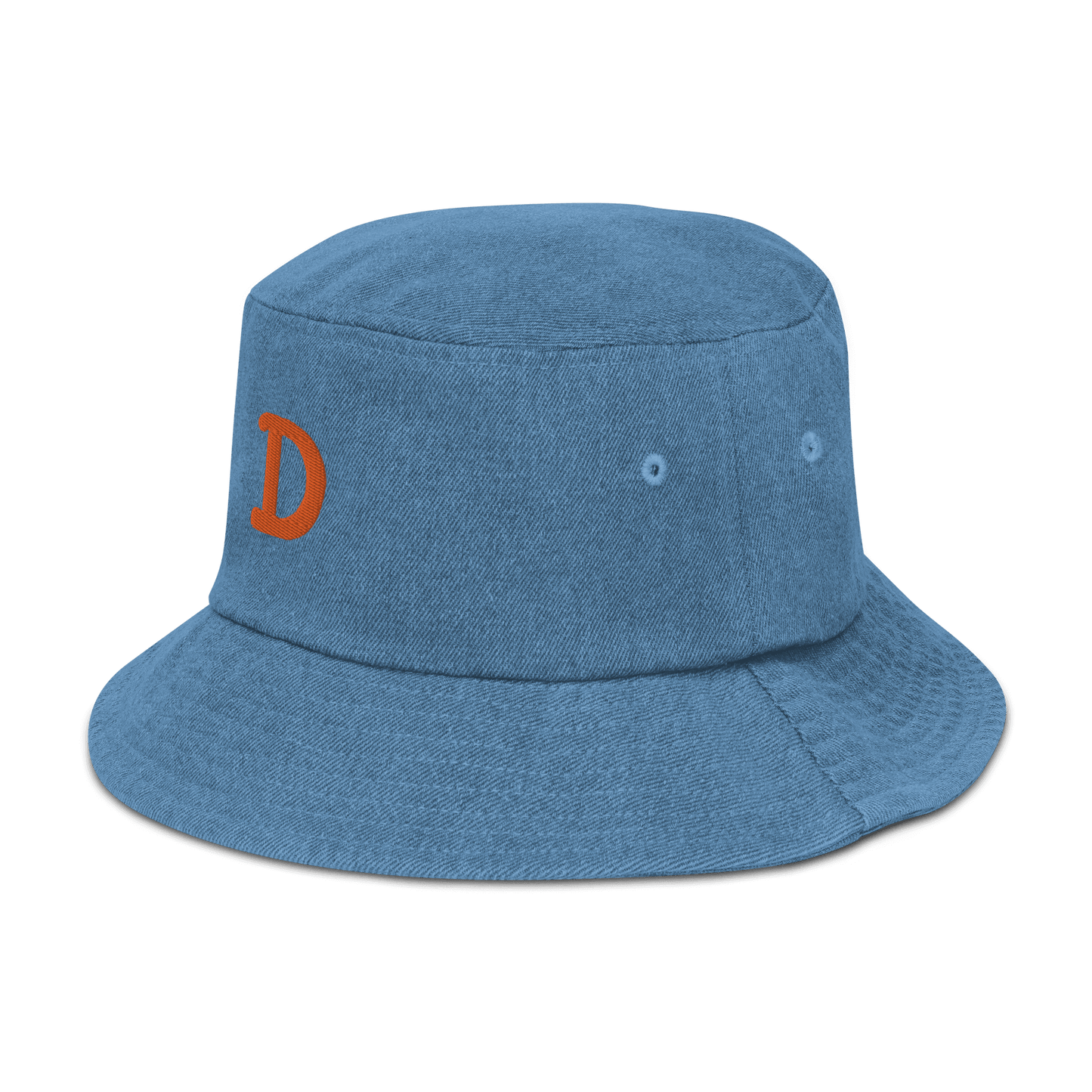 Detroit 'Old French D' Denim Bucket Hat | Orange Embroidery - Circumspice Michigan