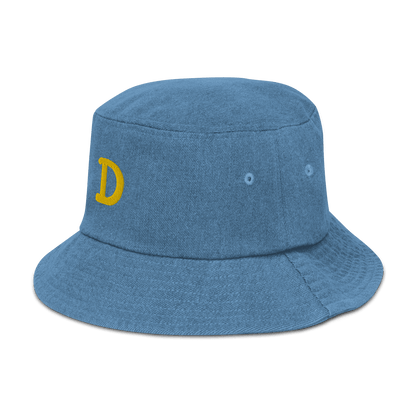 Detroit 'Old French D' Denim Bucket Hat | Yellow Embroidery - Circumspice Michigan