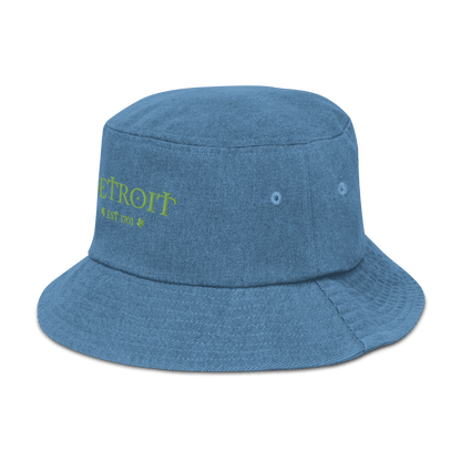 'Detroit' Denim Bucket Hat (Irish Font w/Shamrocks) - Circumspice Michigan