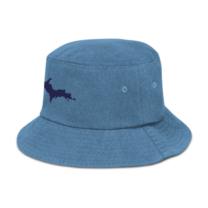 Michigan Upper Peninsula Denim Bucket Hat (w/ UP Outline)