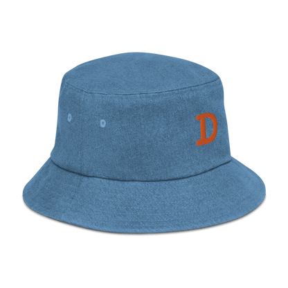 Detroit 'Old French D' Denim Bucket Hat | Orange Embroidery - Circumspice Michigan