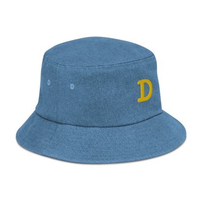 Detroit 'Old French D' Denim Bucket Hat | Yellow Embroidery - Circumspice Michigan