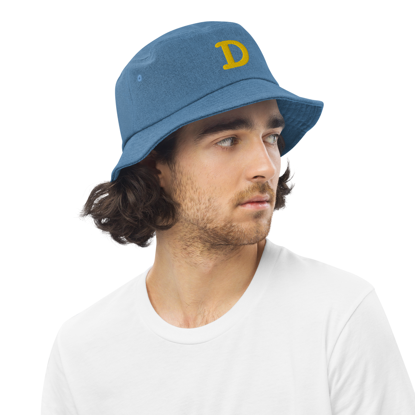 Detroit 'Old French D' Denim Bucket Hat | Gold Embroidery