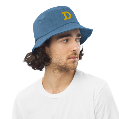 Detroit 'Old French D' Denim Bucket Hat | Gold Embroidery