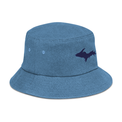 Michigan Upper Peninsula Denim Bucket Hat (w/ UP Outline)