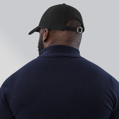 'Détroit Rocque Cité' Denim Baseball Cap | White/Navy Embroidery