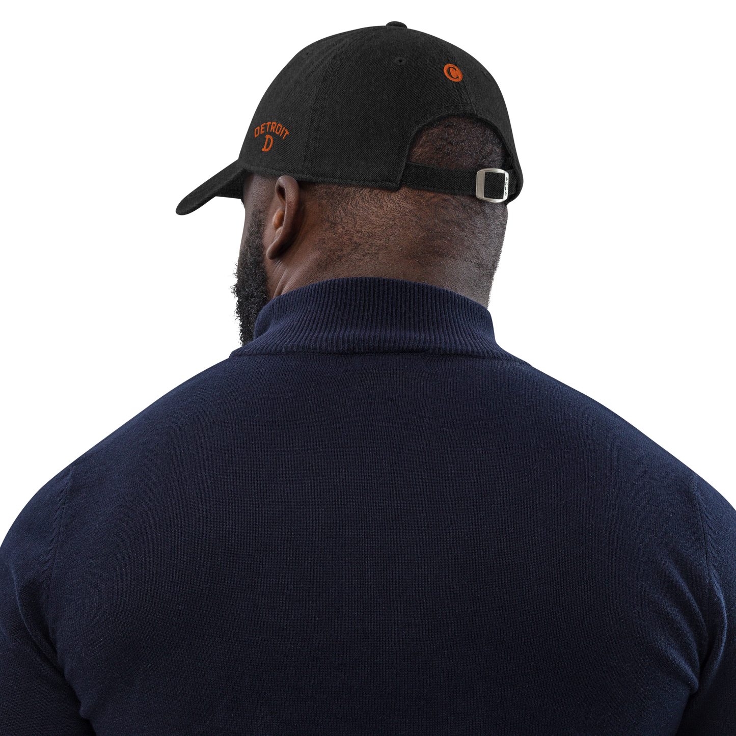 Detroit 'Old French D' Denim Baseball Cap (w/ Side Design) | Orange Embroidery