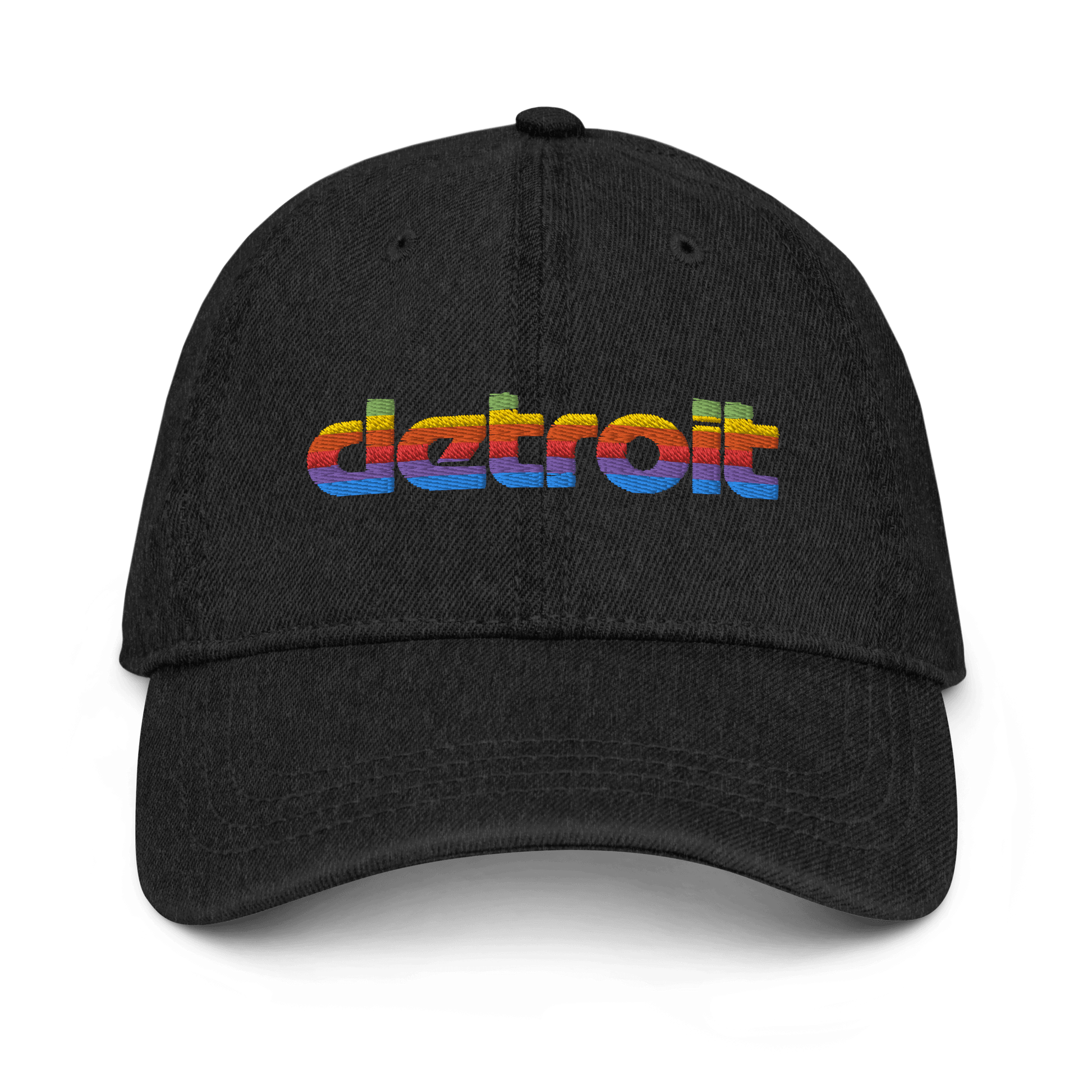 'Detroit' Denim Baseball Cap (1980s Pomaceous Computer Parody) - Circumspice Michigan