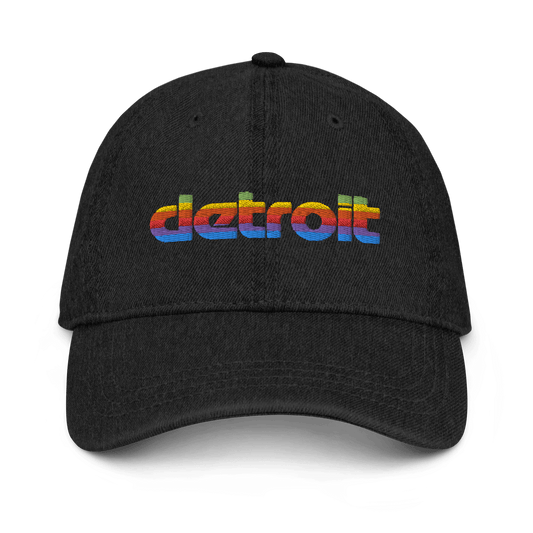 'Detroit' Denim Baseball Cap (1980s Pomaceous Computer Parody) - Circumspice Michigan