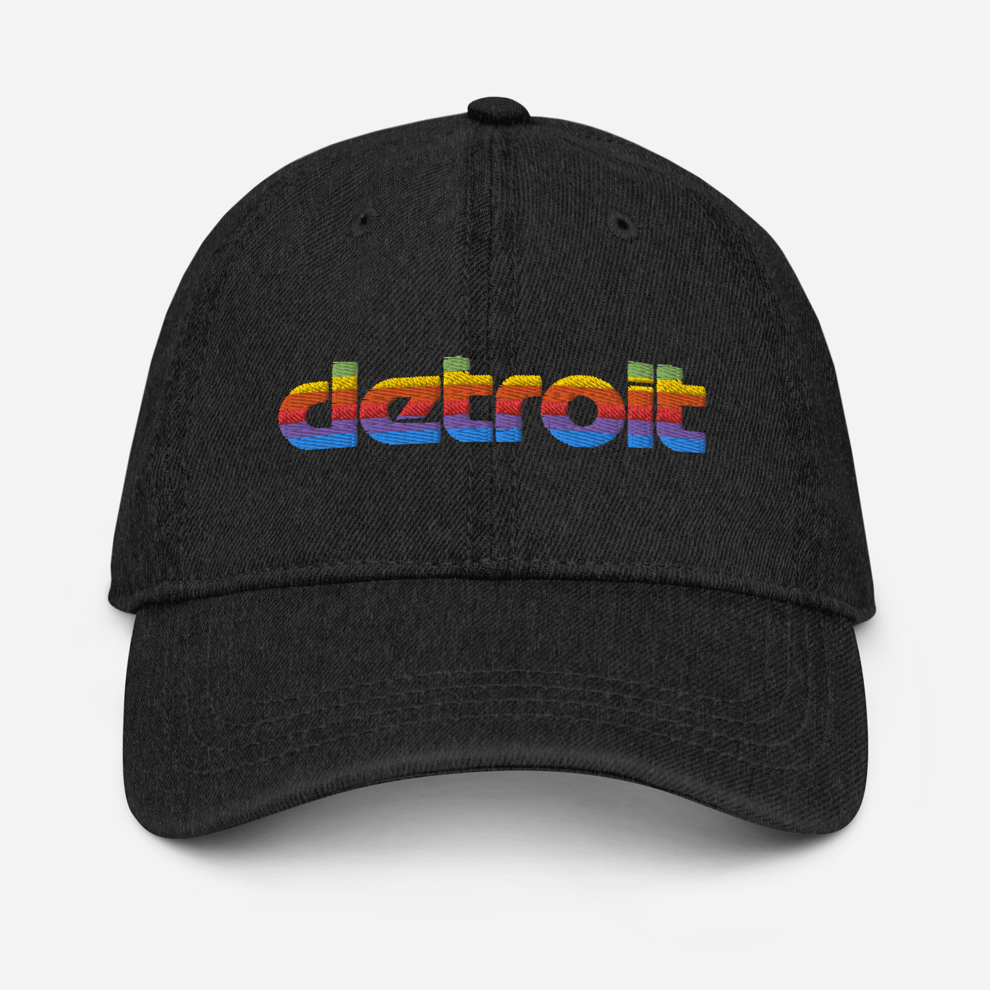 'Detroit' Denim Baseball Cap (1980s Pomaceous Computer Parody) - Circumspice Michigan