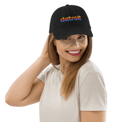 'Detroit' Denim Baseball Cap (1980s Pomaceous Computer Parody) - Circumspice Michigan