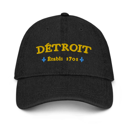 'Détroit Établi 1701' Denim Baseball Cap | Blue/Gold Embroidery - Circumspice Michigan