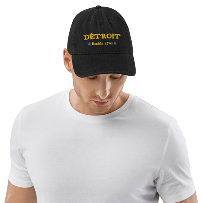 'Détroit Établi 1701' Denim Baseball Cap | Blue/Gold Embroidery - Circumspice Michigan