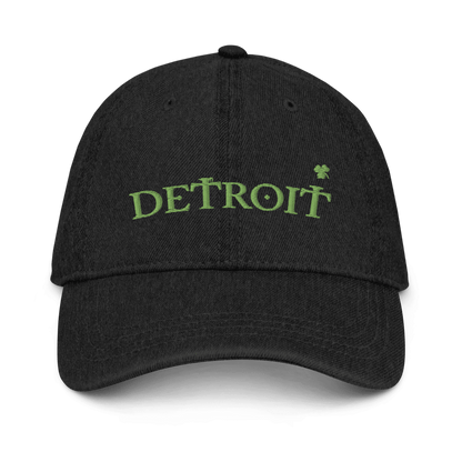 'Detroit' Denim Baseball Cap (Irish Font w/Shamrock) - Circumspice Michigan