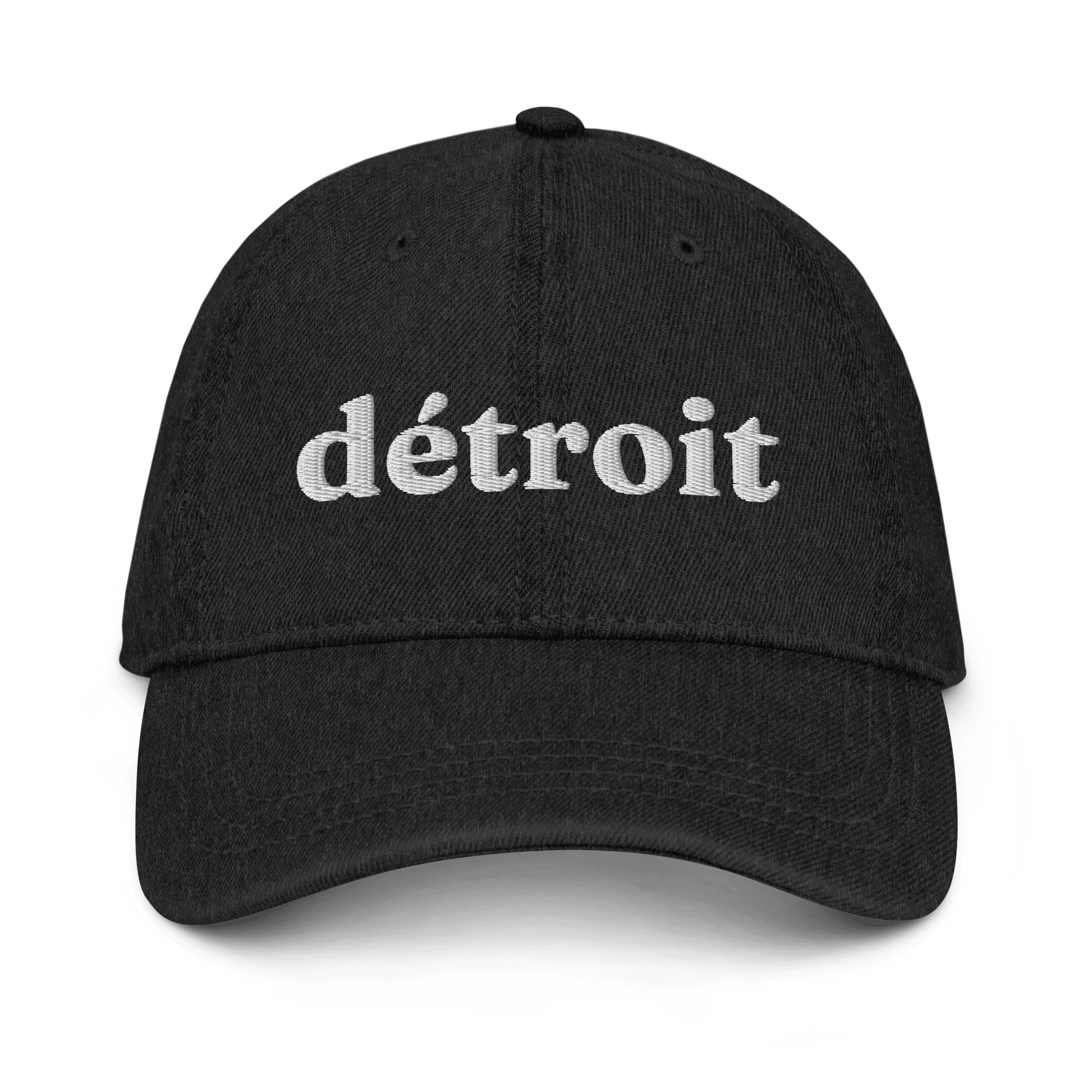 'Détroit' Denim Baseball Cap | White/Navy Embroidery - Circumspice Michigan