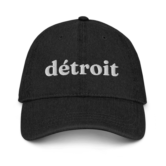 'Détroit' Denim Baseball Cap | White/Navy Embroidery - Circumspice Michigan