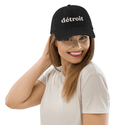 'Détroit' Denim Baseball Cap | White/Navy Embroidery - Circumspice Michigan