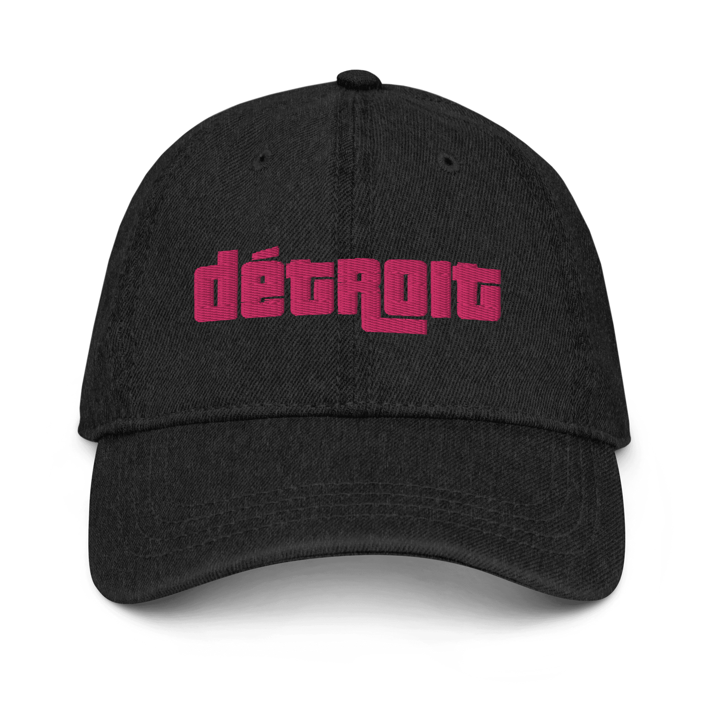 'Détroit' Denim Baseball Cap (1970s Font) | Pink Embroidery - Circumspice Michigan