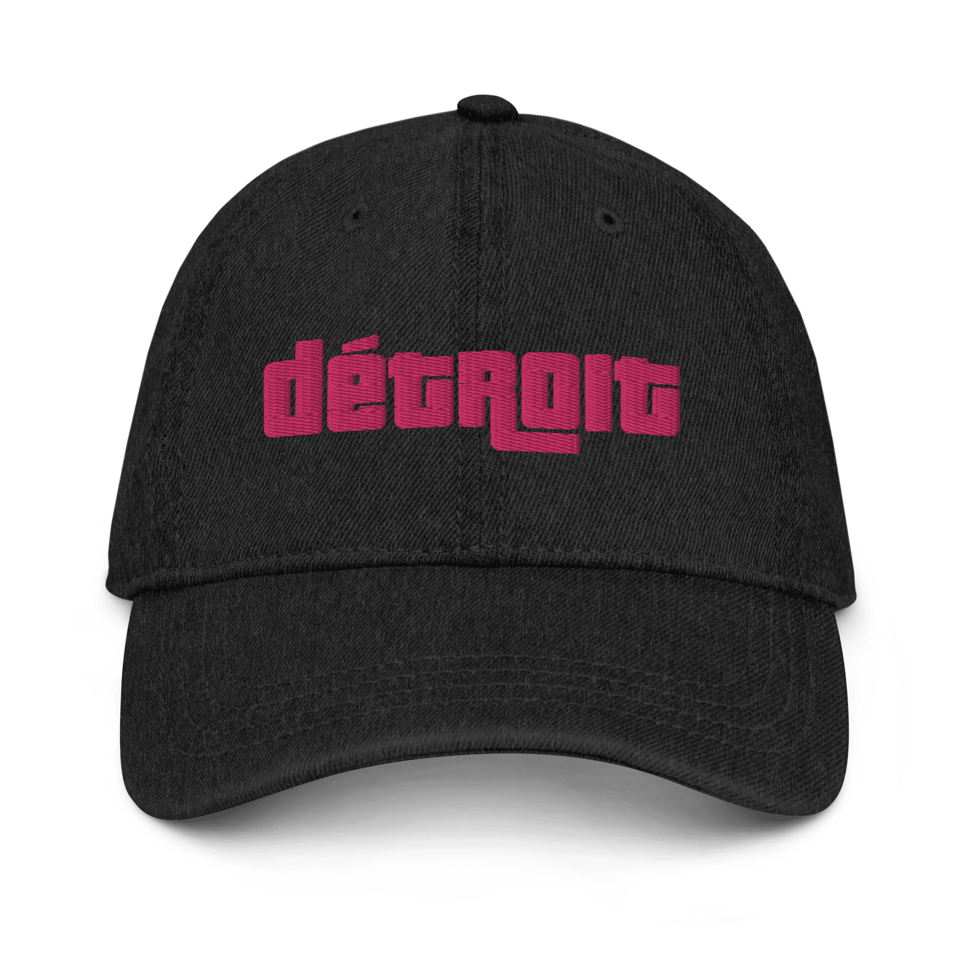 'Détroit' Denim Baseball Cap (1970s Font) | Pink Embroidery - Circumspice Michigan