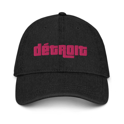 'Détroit' Denim Baseball Cap (1970s Font) | Pink Embroidery - Circumspice Michigan