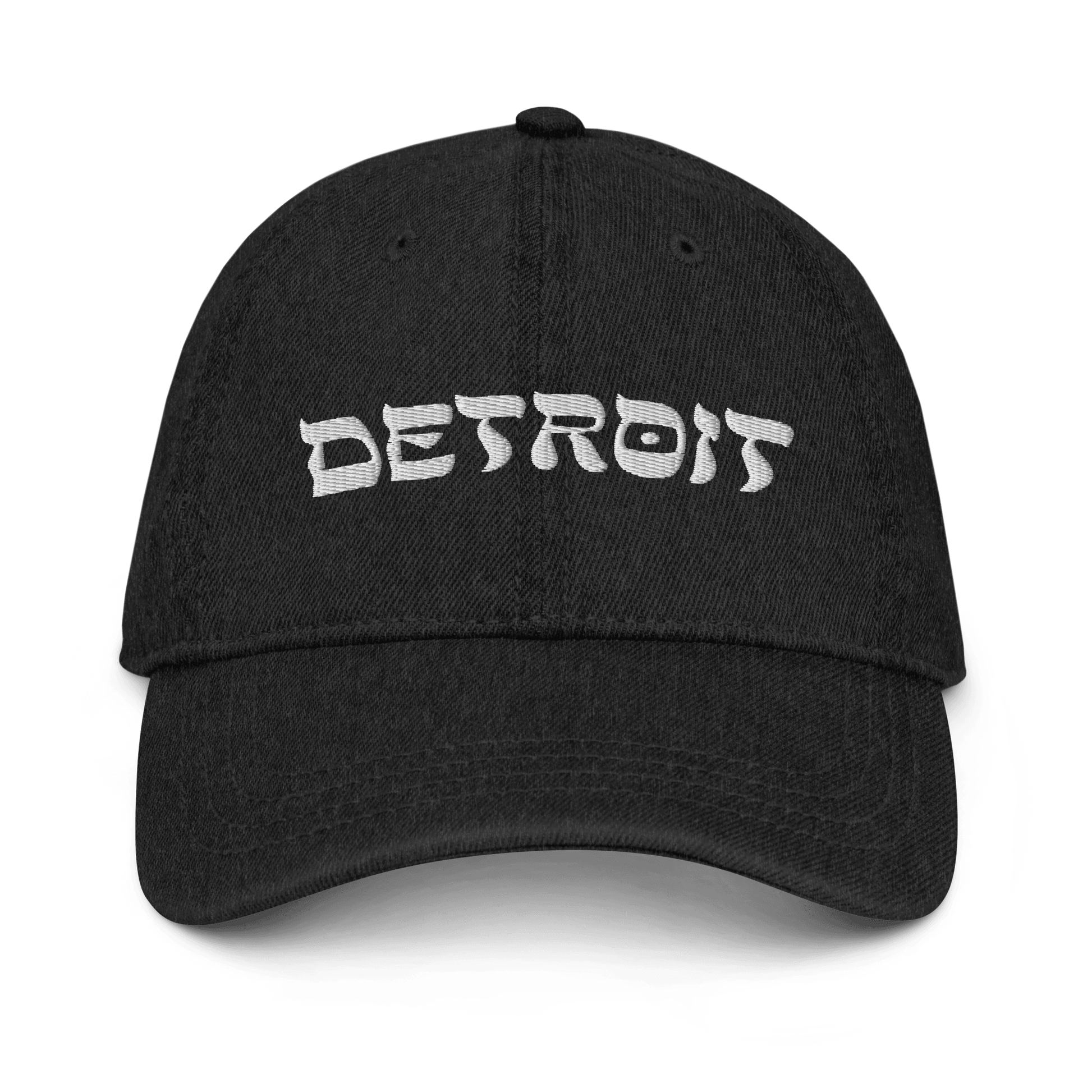 'Detroit' Denim Baseball Cap (Hebrew-Style Font) - Circumspice Michigan