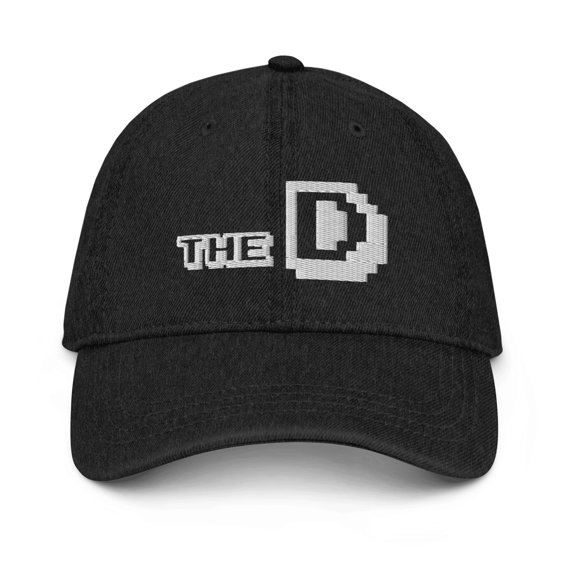 Detroit 'The D' Denim Baseball Cap (Arcade Font) | White/Navy Embroidery - Circumspice Michigan