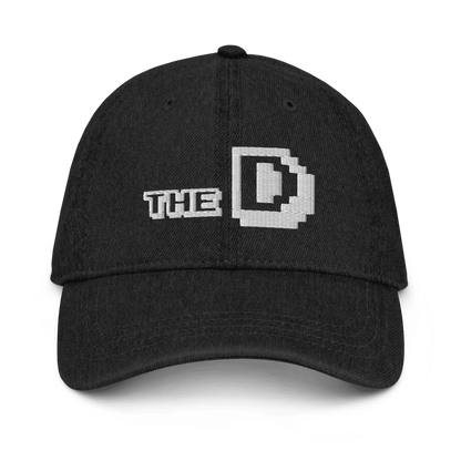 Detroit 'The D' Denim Baseball Cap (Arcade Font) | White/Navy Embroidery - Circumspice Michigan