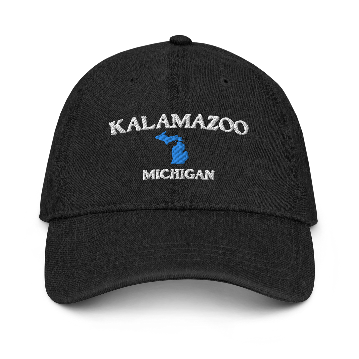 'Kalamazoo Michigan' Denim Baseball Cap (w/ Michigan Outline)