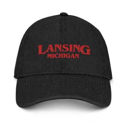 'Lansing Michigan' Denim Baseball Cap (1980s Drama Parody)