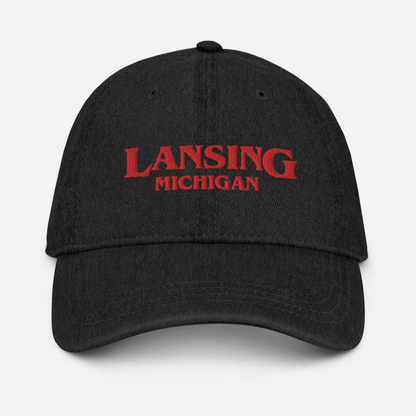 'Lansing Michigan' Denim Baseball Cap (1980s Drama Parody)