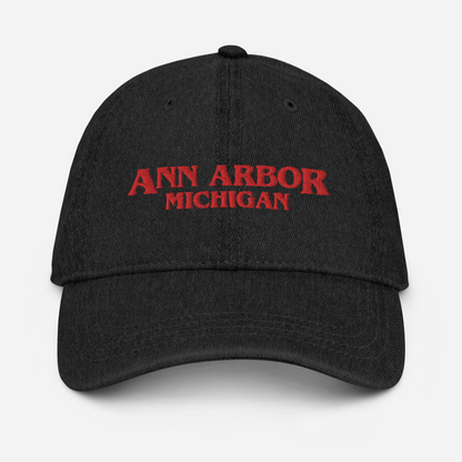 'Ann Arbor Michigan' Denim Baseball Cap (1980s Drama Parody)