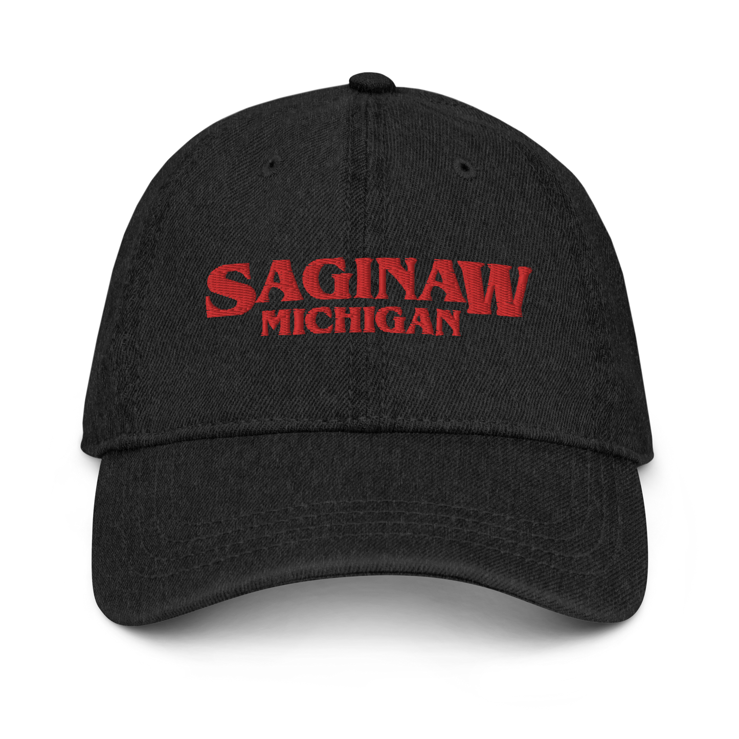 'Saginaw Michigan' Denim Baseball Cap (1980s Drama Parody)