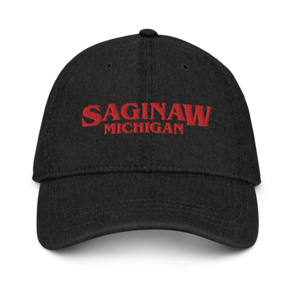 'Saginaw Michigan' Denim Baseball Cap (1980s Drama Parody)