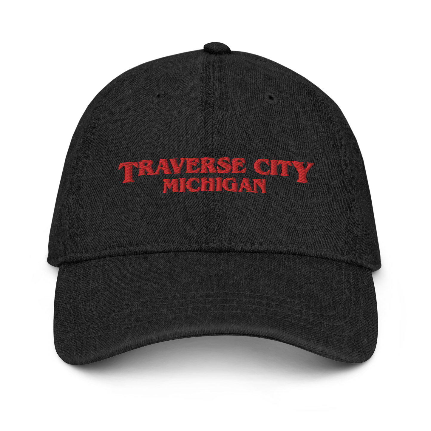 'Traverse City Michigan' Denim Baseball Cap (1980s Drama Parody)