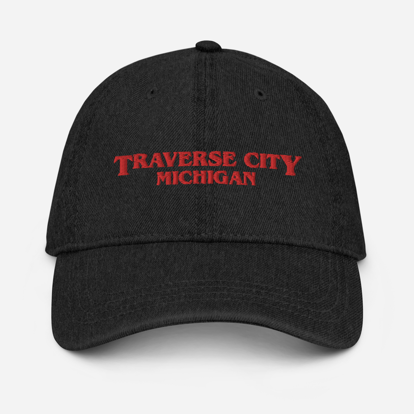 'Traverse City Michigan' Denim Baseball Cap (1980s Drama Parody)