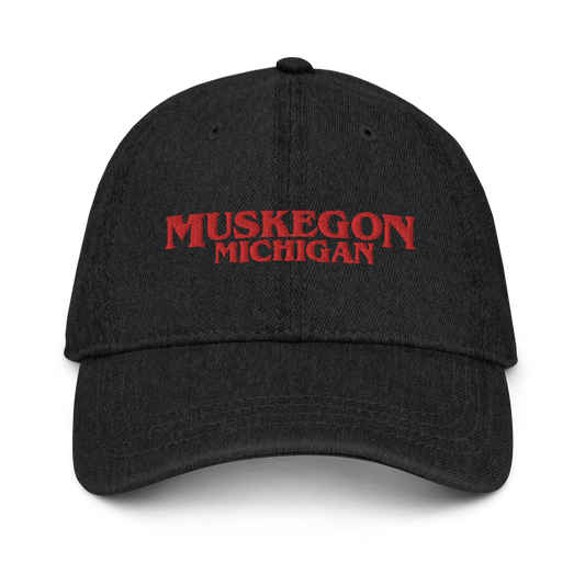 'Muskegon Michigan' Denim Baseball Cap (1980s Drama Parody)