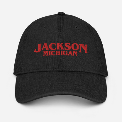 'Jackson Michigan' Denim Baseball Cap (1980s Drama Parody)