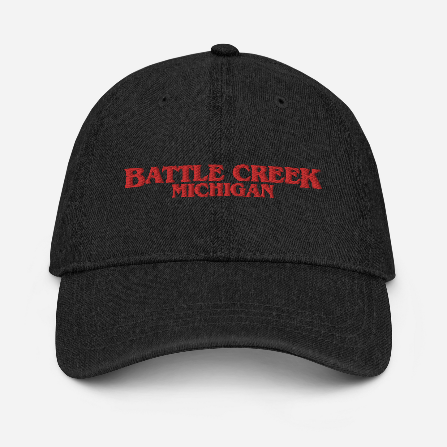 'Battle Creek Michigan' Denim Baseball Cap (1980s Drama Parody)