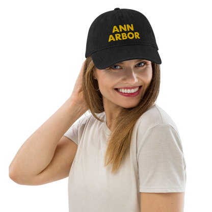 'Ann Arbor' Denim Baseball Cap (Gold Embroidery)