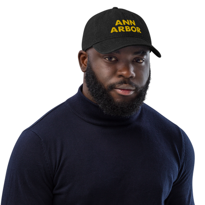 'Ann Arbor' Denim Baseball Cap (Gold Embroidery)