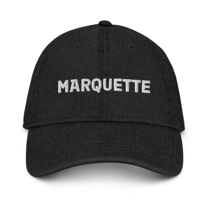 'Marquette' Denim Baseball Cap | White/Black Embroidery