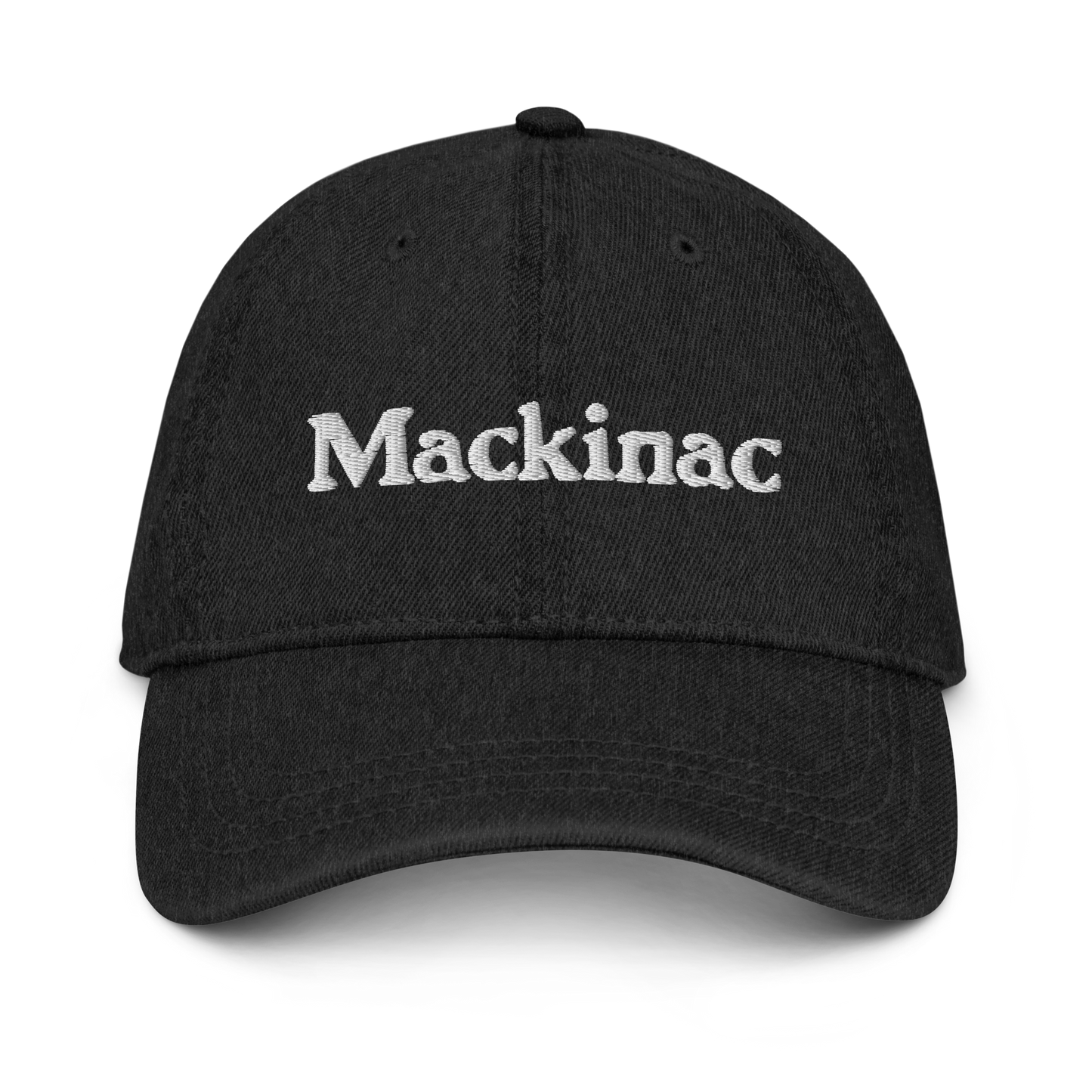 'Mackinac' Denim Baseball Cap | White/Black Embroidery